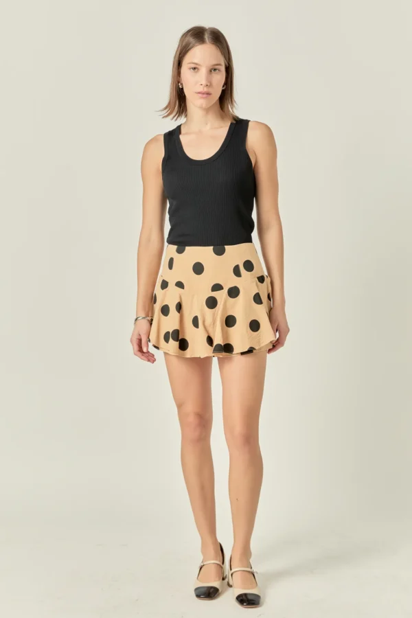 Dot Pattern Ruffle Skort - Image 5