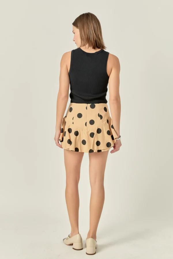 Dot Pattern Ruffle Skort - Image 3