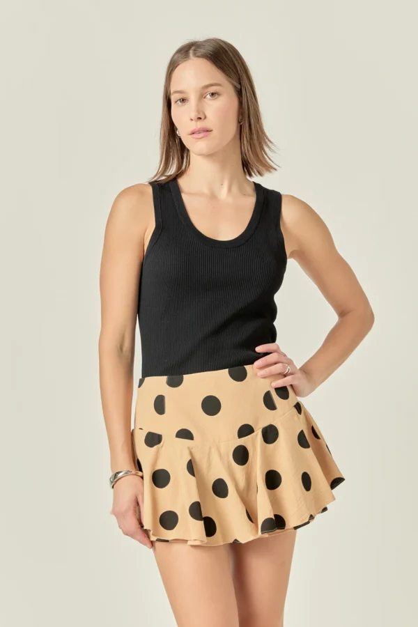 Dot Pattern Ruffle Skort - Image 2