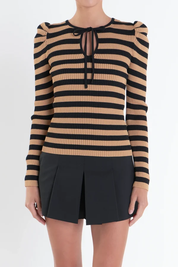 Stripe Bow Knit Top - Image 2