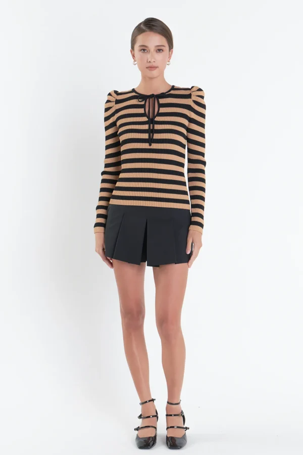 Stripe Bow Knit Top - Image 3