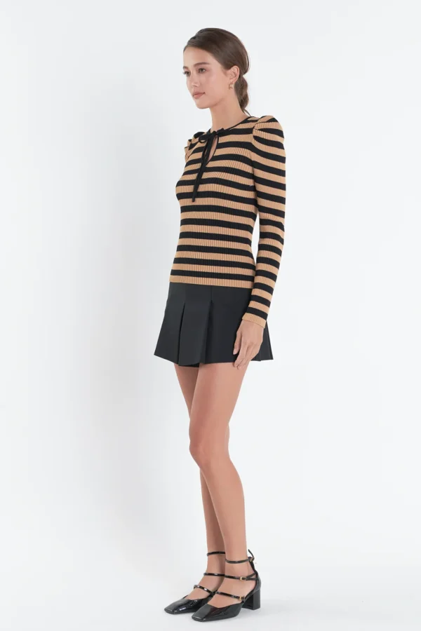 Stripe Bow Knit Top - Image 4